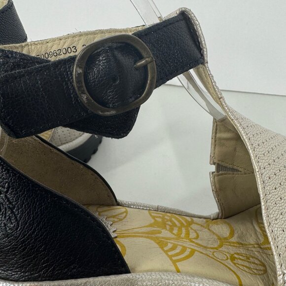 Fly London Wedge Sandals Size 36/6 Open Toe Color Block Ankle Strap - Picture 8 of 15